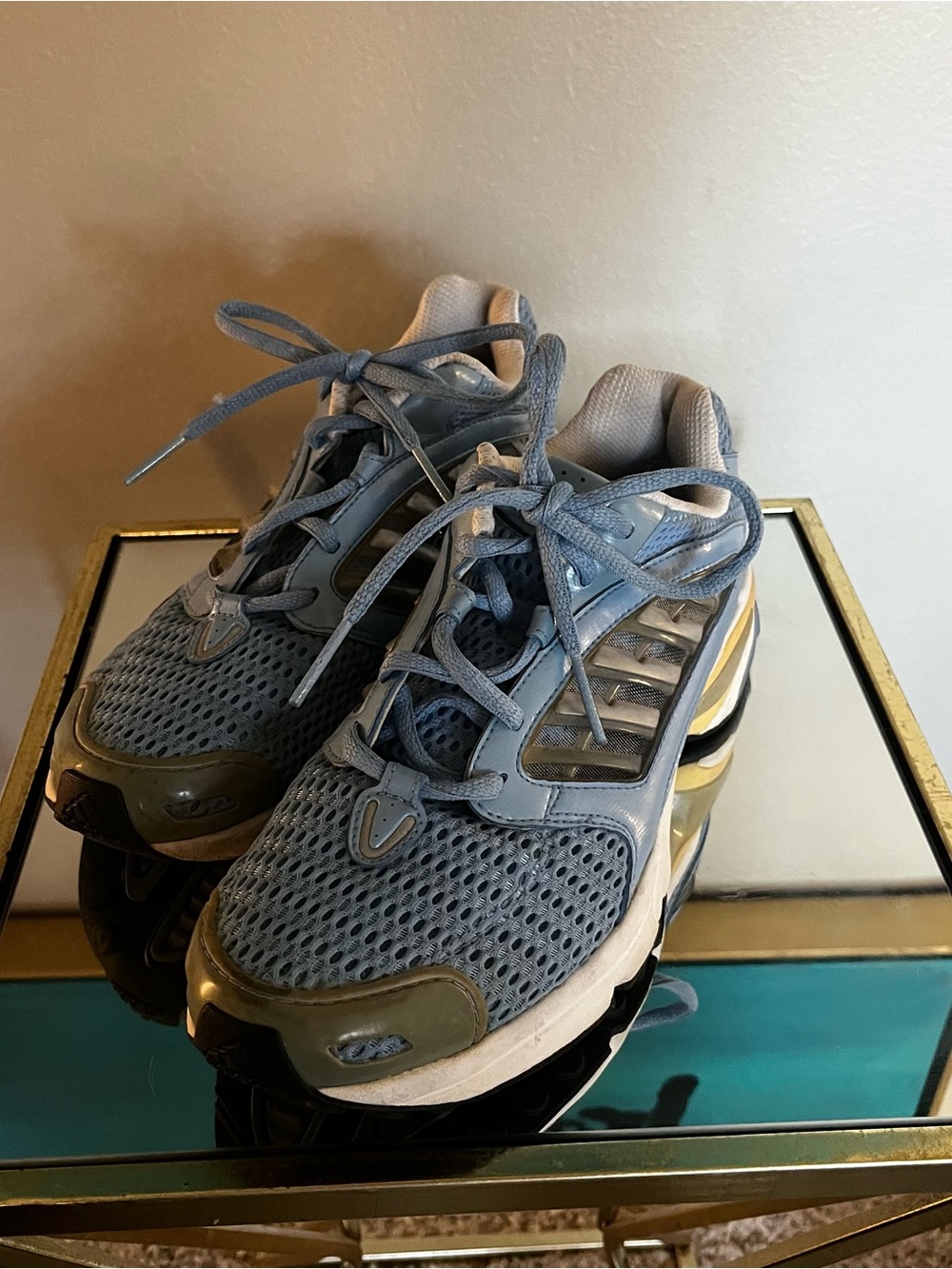 adidas Women's Gray and Blue Mesh Sneakers